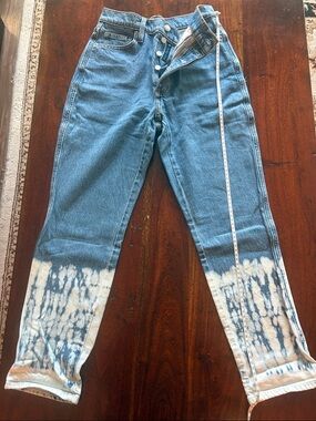 Lucky Brand Blue High-Rise Tie-Dye Cuff Jeans